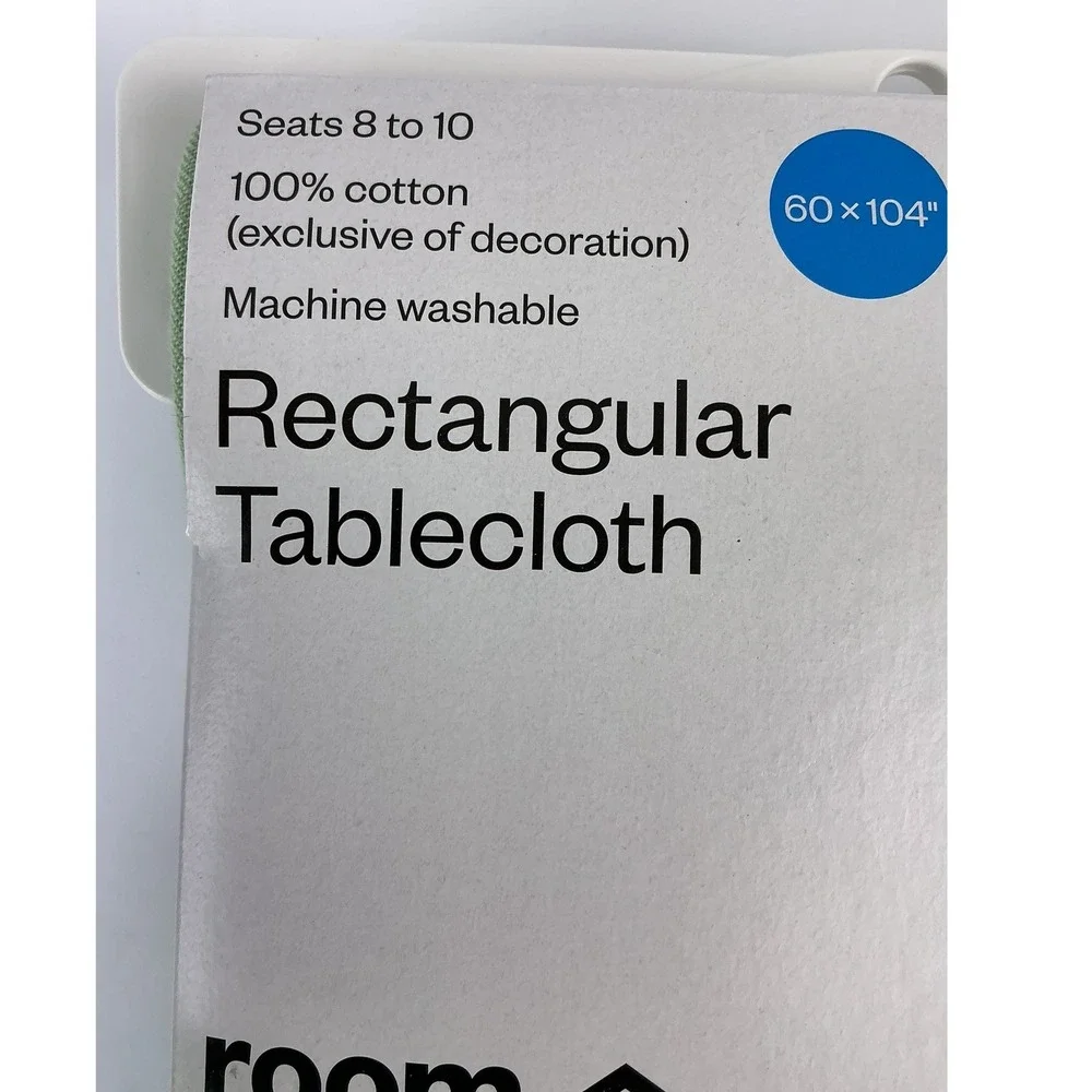 Room‎ Essentials Green Rectangular Tablecloth 60 x 104 Cotton Seats 8–10